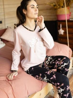 Pyjama Femme Hiver 2 Pièces En Coton - Haut Manches Longues, Bas Pantalon Poches - Doux, Chaud, Tailles S-XXL
