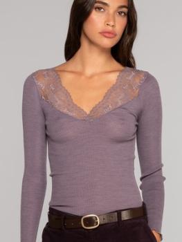 Pull col V en dentelle Leavers