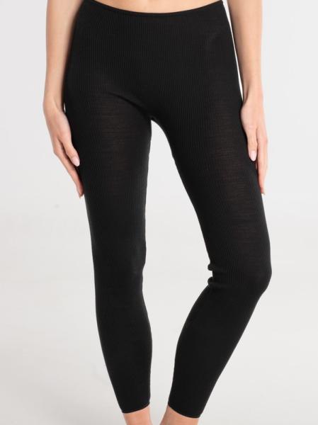 Legging long laine et soie plissée