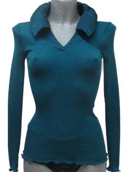 Pull encolure V et col boule taffetas