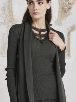 Pull col rond macramé et lurex