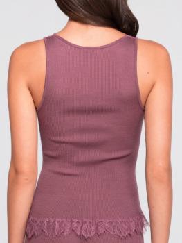 Top col V dentelle florale 