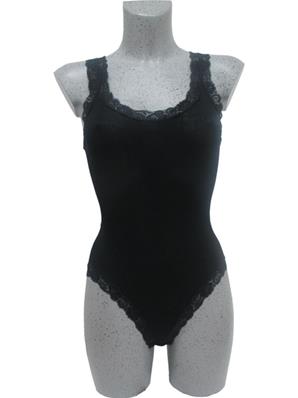 Body col rond dentelle laine et soie plissée