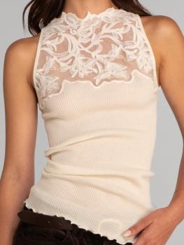 Sans manches broderie en laine sur tulle