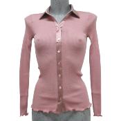 Pull chemisier laine et soie col satin