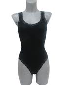 Body col rond dentelle laine et soie plissée