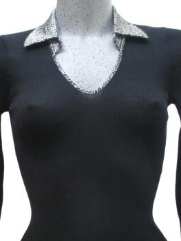 Pull col V en satin animalier 