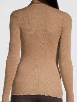 Pull chemisier laine et soie col satin