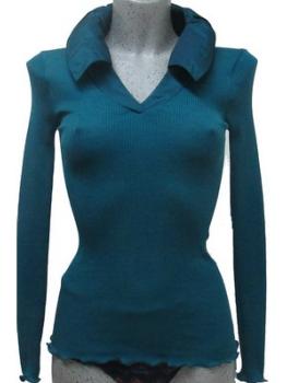 Pull encolure V et col boule taffetas