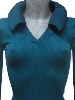 Pull encolure V et col boule taffetas