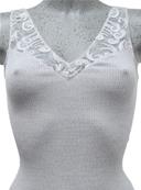 Sans manches col V dentelle maille plissée