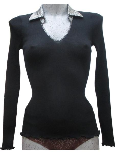Pull col V en satin animalier 