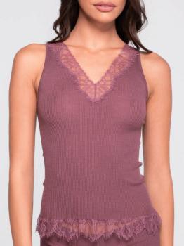 Top col V dentelle florale 