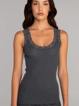 Top laine et soie pliss�e et dentelle 