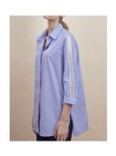 Chemise coton à rayures manches 3/4