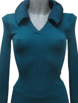 Pull encolure V et col boule taffetas