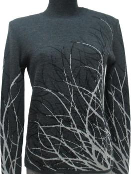 Pull col cheminée maille plate motif brindilles 