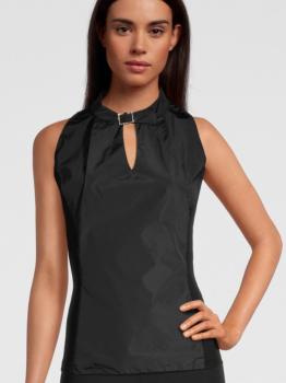 Top emmanchure américaine et col montant boucle Strass