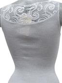 Sans manches col V dentelle maille plissée