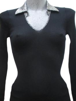 Pull col V en satin animalier 