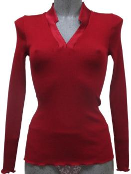 Pull col V en satin de soie