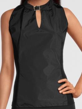 Top emmanchure américaine et col montant boucle Strass