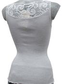 Sans manches col V dentelle maille plissée