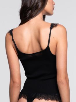 Top court sans manches dentelle et laçage
