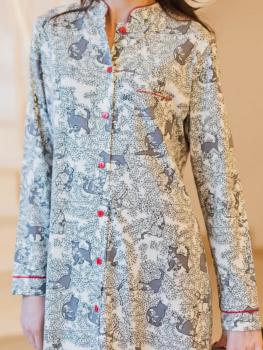 Liquette de nuit boutonnée hiver Collection Chatbatic