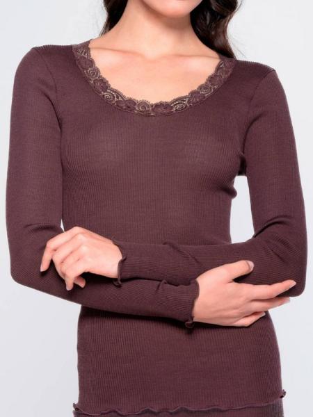 Col rond dentelle laine et soie plissée