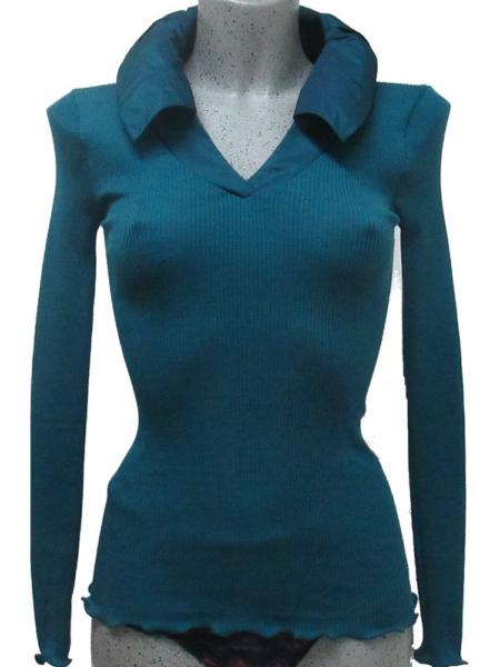 Pull encolure V et col boule taffetas