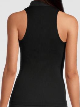 Top emmanchure américaine et col montant boucle Strass