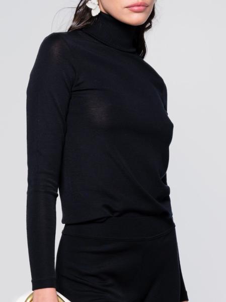 Pull basique maille plate col roulé maille plissée