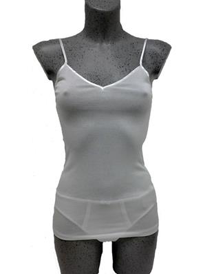 Caraco pur coton bretelles fines en satin