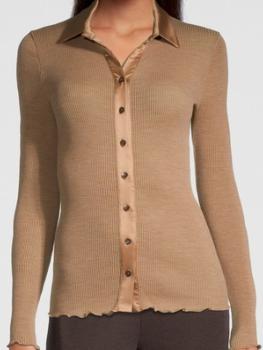 Pull chemisier laine et soie col satin